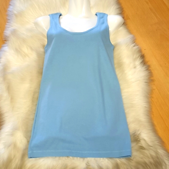 Soft Surroundings Tiffany Blue Ribbed Knit Tank Top - Picture 7 of 9